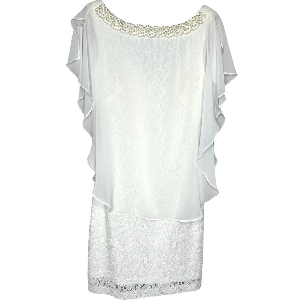 Studio‎ One New York Dress-Size 4-NWT,white cape lace lined chiffon formal guest